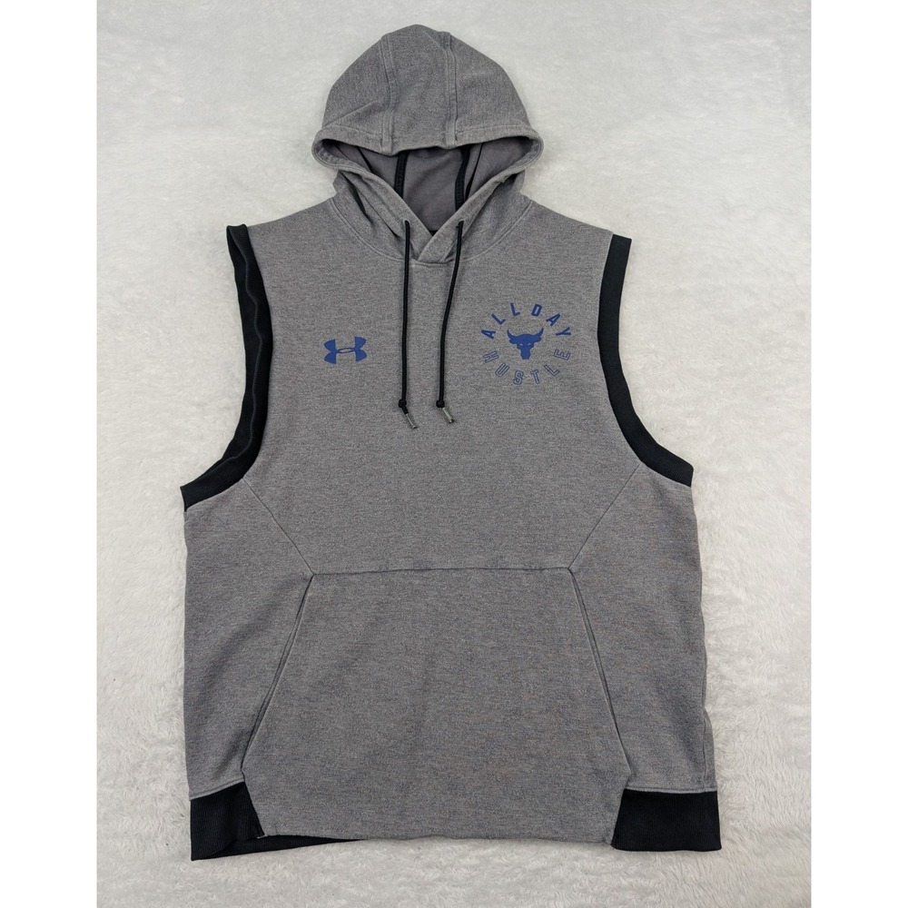 Under Armour Project Rock Sleeveless Hoodie Men's L Grey UA All Day Hustle